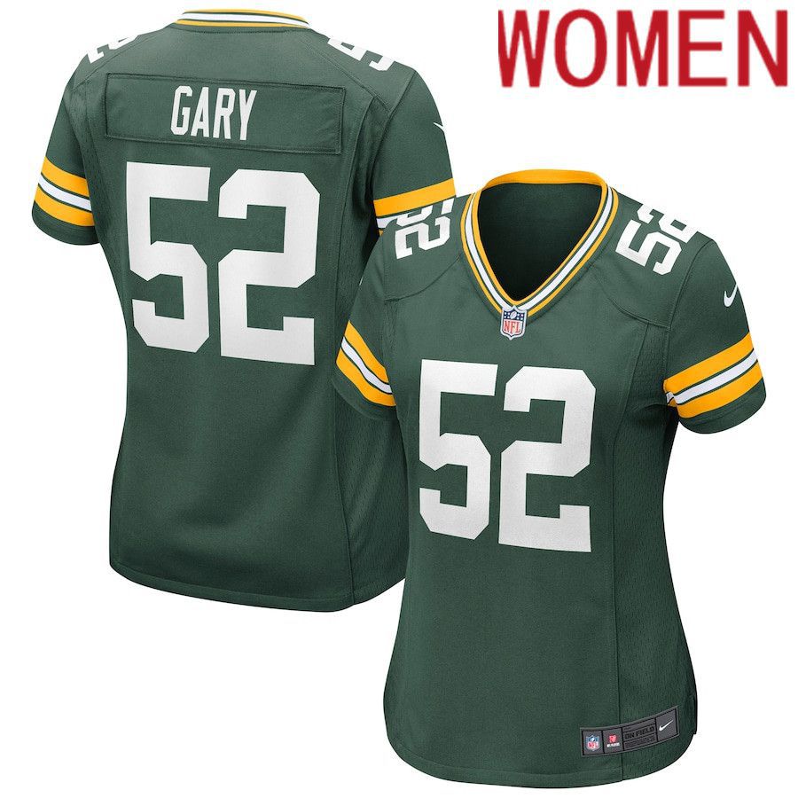 Women Green Bay Packers 52 Rashan Gary Nike Green Game NFL Jersey